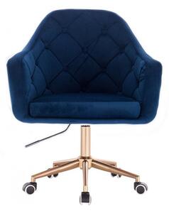 LuxuryForm Kreslo ANDORA VELUR na zlaté podstave s kolieskami - modré