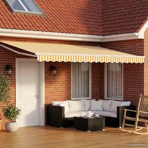 Maison Exclusive – Manuálna markíza, 4 x 2 m, prúžkovaná (žltá a biela), 100% polyester