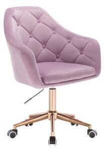 LuxuryForm DESIGN Kreslo ANDORA VELUR na zlaté podstave s kolieskami - levanduľa