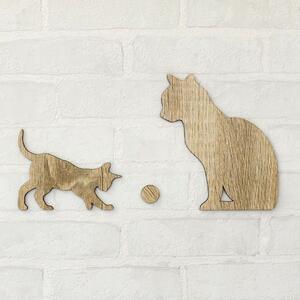 DUBLEZ | Drevená nálepka na stenu - 2 mačky