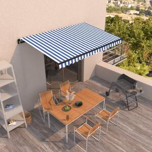 Maison Exclusive – Manuálna markíza, 4,5 x 3,5 m, modro-biela, 100% polyester