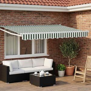 Maison Exclusive – Manuálna markíza, 3,5 x 2 m, zelenobiele pásiky, 100% polyester
