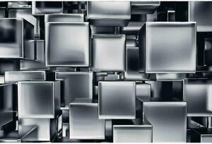 DIMEX | Vliesové fototapety na stenu 3D metalové kocky MS-5-0285 | 375 x 250 cm | metalická, čierna