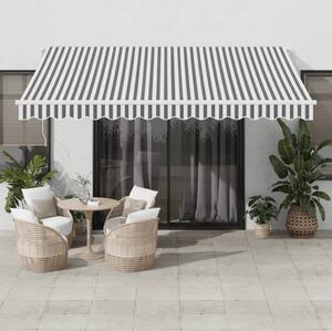 Maison Exclusive – Manuálna markíza, 4 x 3 m, pruhovaná (antracitová a biela)