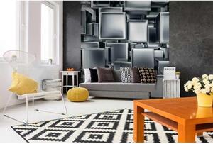 DIMEX | Vliesová fototapeta na stenu 3D metalové kocky MS-3-0285 | 225 x 250 cm | metalická, čierna