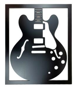 Veselá Stena Drevená nástenná dekorácia Semiakustická gitara čierna