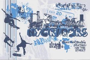 DIMEX | Vliesové fototapety na stenu Skate MS-5-0313 | 375 x 250 cm | modrá, šedá