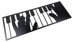 Veselá Stena Drevená nástenná dekorácia Hra na klavír čierny