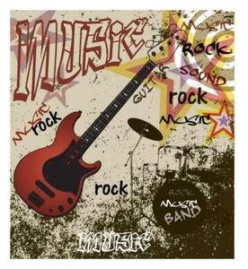 DIMEX | Vliesová fototapeta na stenu Červená gitara MS-3-0324 | 225 x 250 cm | červená, hnedá, žltá, čierna