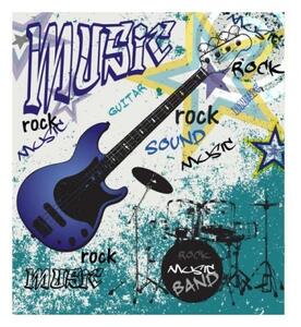 DIMEX | Vliesová fototapeta na stenu Modrá gitara MS-3-0323 | 225 x 250 cm | modrá, tyrkysová, čierna, žltá