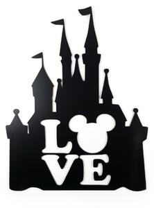 Veselá Stena Drevená nástenná dekorácia Zámok LOVE čierny