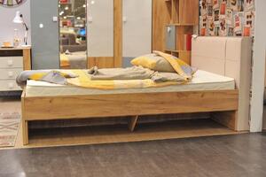 Študentská posteľ s úložným priestorom Ezra 120x200cm - dub zlatý/krémová/biela
