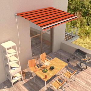 Maison Exclusive – Manuálna markíza, 3,5 x 2,5 m, oranžovo-hnedá, s horizontálnymi pruhmi