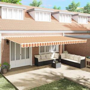 Maison Exclusive – Manuálna markíza, 6 x 3 m, žlto-oranžový prúžkovaný vzor, 100% polyester