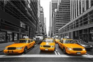 DIMEX | Vliesové fototapety na stenu Taxi v meste MS-5-0008 | 375 x 250 cm | čiernobiela, žltá