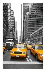 DIMEX | Vliesové fototapety na stenu Taxi v meste MS-2-0008 | 150 x 250 cm | čiernobiela, žltá