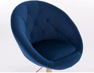 LuxuryForm Barová stolička VERA VELUR na zlatej hranatej podstave - modrá