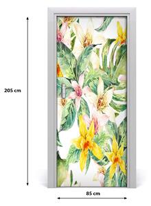 Samolepiace fototapety na dvere tropické kvety 85x205 cm
