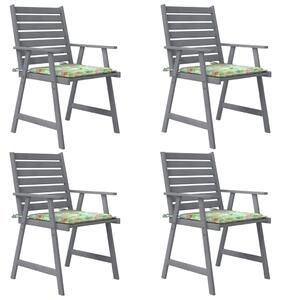 Záhradné jedálenské stoličky s vankúšmi 4 ks akáciový masív