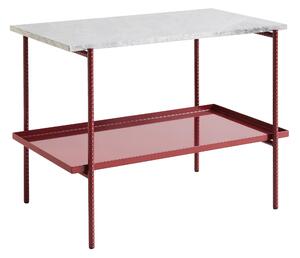 HAY Stolík Rebar Side Table, 75x44, Red + Grey Marble