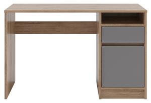 Písací stôl Boran T - dub artisan / sivá