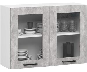 Ak furniture Závesná kuchynská skrinka OLIVIE W 80x58 cm matná biela/betón