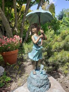 Chrlič vody do záhradného jazierka, dievča s dáždnikom, 50x19x21 cm