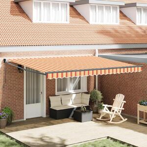 Maison Exclusive – Manuálna markíza, 4,5 x 3 m, žlto-oranžový prúžkovaný vzor, 100% polyester