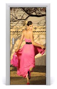 Fototapeta na dvere ľudia žena ružová 95x205 cm