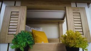 Detská posteľ s domčekom a úložným priestorom Brody 80x190cm - dub zlatý/biela