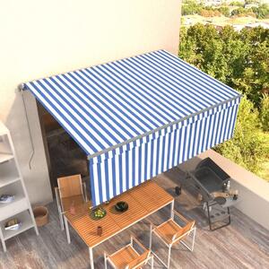 Maison Exclusive – Manuálna markíza, 4 x 3 m, modro-biela, 100% polyester
