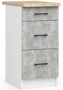 Ak furniture Kuchynská skrinka OLIVIE III 40x85 cm matná biela/betón/dub sonoma