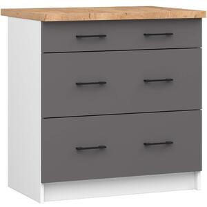 Ak furniture Kuchynská skrinka OLIVIE II 80x85 cm matná biela/matná grafitovo šedá/dub prírodný