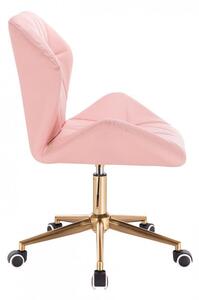 LuxuryForm Stolička MILANO MAX na zlaté podstave s kolieskami - ružová