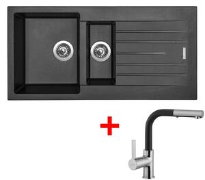 Set Sinks PERFECTO 1000.1 Metalblack + ENIGMA S GR
