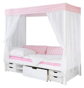POSTEĽ S NEBESAMI, 90/200 cm ružová, biela MID.YOU - Postele, Online Only
