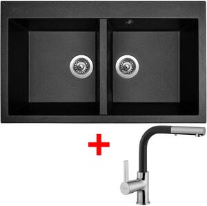 Set Sinks AMANDA 860 DUO Metalblack + ENIGMA S GR