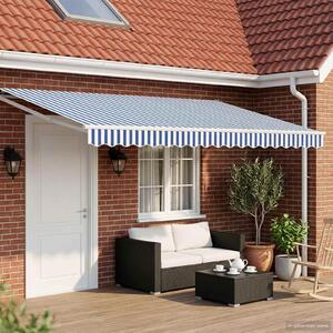 Maison Exclusive – Manuálna markíza, 4 x 2 m, modro-biela, 100% polyester