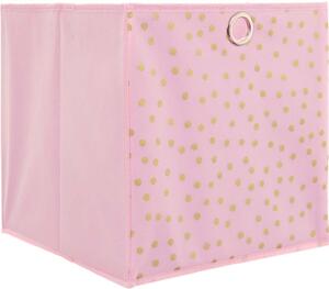 Home Deco Kids Látkový úložný box ružový so zlatými bodkami 30x30x30 cm