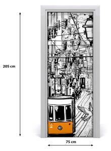 Samolepiace fototapety na dvere Električka v Lizbona 75x205 cm