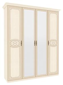 Štvordverová skriňa Elizabeth s kombinovanými dverami a ozdobnými lištami - béžová