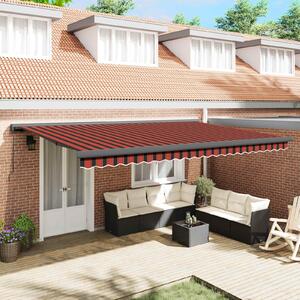 Maison Exclusive – Manuálna markíza, 5 x 3 m, oranžovo-hnedá, s horizontálnymi pruhmi