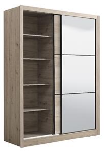 Šatníková skriňa s posuvnými dverami a zrkadlom Debby 165 - dub sivý