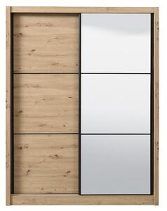 Šatníková skriňa s posuvnými dverami a zrkadlom Debby 165 - dub artisan