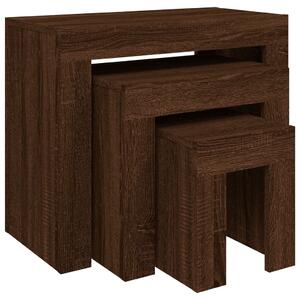 Zasúvacie konferenčné stolíky 3 ks hnedý dub kompozitné drevo