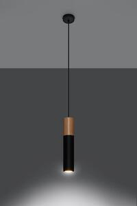 Sollux Lighting Pablo závesné svietidlo 1x40 W čierna-drevená SL.0632
