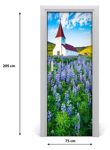 Fototapeta samolepiace na dvere kostol kvety 75x205 cm