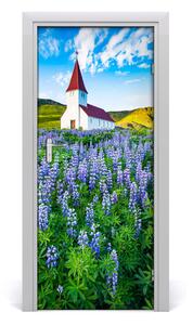 Fototapeta samolepiace na dvere kostol kvety 85x205 cm