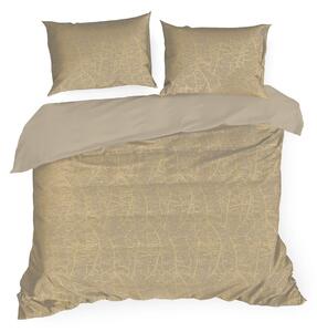 Luxusné béžové bavlnené posteľné obliečky so zlatým motívom listov Béžová
