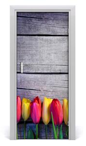 Samolepiace fototapety na dvere farebné tulipány 85x205 cm